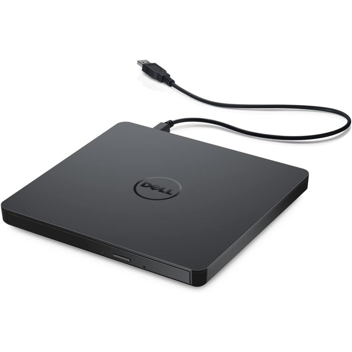 Зовнішній USB DVD+/-RW привід Dell Slim AA8DW316, антрацит — тонкий та легкий привід для читання та запису DVD/CD, Plug-and-Play, сумісний з Windows