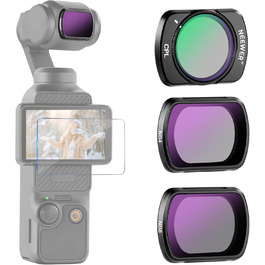 Набір фільтрів NEEWER CPL ND для DJI Osmo Pocket 3: полярний, ND16, ND64, ND256. Магнітні, з багатошаровим покриттям, комплект з 2 серветками для чищення.