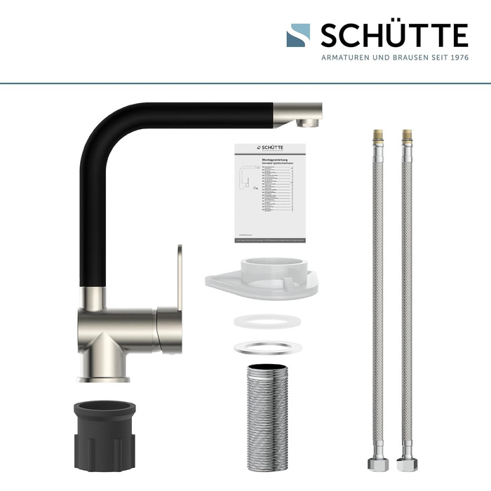 Змішувач кухонний SCHÜTTE RIO 360° з високим виливом, чорний матовий (нержавіюча сталь), для однієї/двох мийок