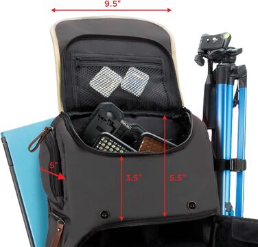 GOgroove Рюкзак для камери: DSLR рюкзак для подорожей, з відділенням для ноутбука та штатива, водонепроникний, сірий