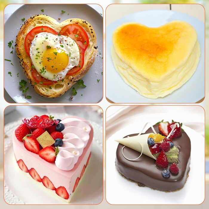 Форма для випічки BelleStyle Kleine Herz, 4 шт., 12 см, серцеподібна, антипригарна, з плоским дном, для випічки тортів, хліба