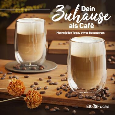 Склянки для лате макіато з подвійними стінками [4x EXTRA великі] | 6 шт. | 350 мл | Для кави, чаю, капучино | 03 Milan