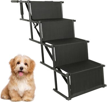 Рампа для собак Homewell - складана, до 70 кг, регульована - для маленьких, середніх, великих та хворих собак. Чорний колір