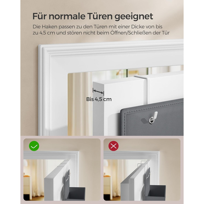 Органайзер для шафи SONGMICS з 4 кишенями, навісна полиця, органайзер для гардеробу, навісне зберігання, органайзер для дверей, спальня, вітальня, 2 x 33,5 x 00 см, RDH04G (2, сірий шифер)