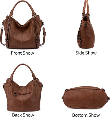 Жіноча сумка-шопер Reaer 2в1: сумка через плече та сумка-тоут для офісу, навчання, подорожей (M, коричнева)