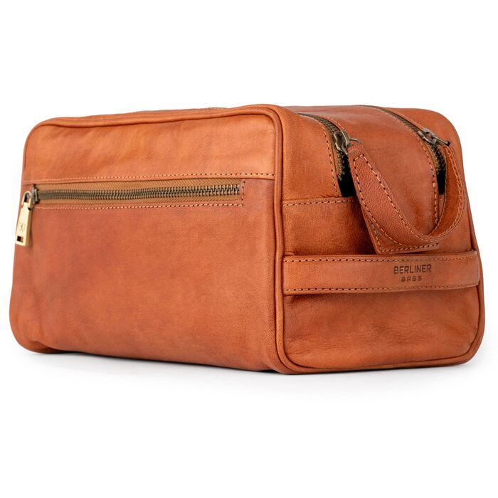 Шкіряна косметичка Berliner Bags Vintage Kulturbeutel Tim XL для чоловіків та жінок, коричнева