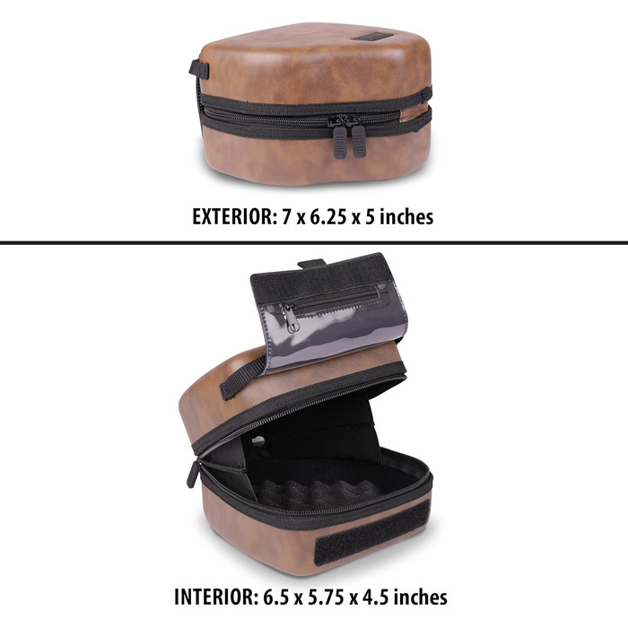 Чохол для DSLR-камери USA Gear з жорсткою обшивкою, захистом Eva, швидким доступом, м'яким інтер'єром та гумовим руків'ям (колір коричневий, веганська шкіра)