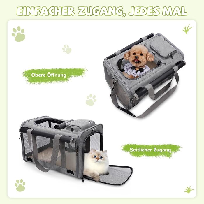 Транспортна сумка для котів та маленьких собак ALLSOPETS до 9 кг, дихаюча переноска, м'яка сумка для подорожей на авто, літак та до ветеринара (Frostgrau)