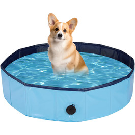 Басейн для собак, 160x30 см, розкладний, з неслизьким покриттям, блакитний XL