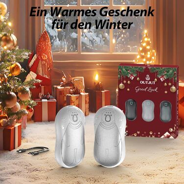 Електричний гріє для рук OUTJUT 2 шт., 12000mAh з магнітом, USB, для спорту на відкритому повітрі, бічне нагрівання, білий