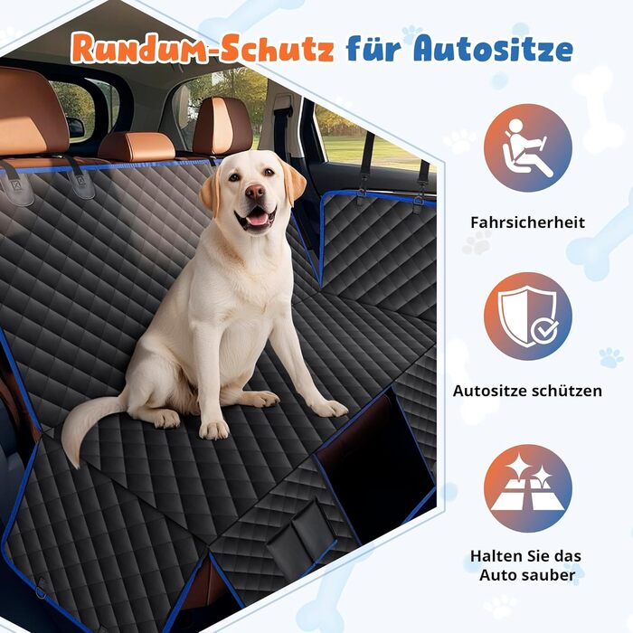 Водонепроникний килимок для собак у машину з боковинами та сіткою, захист для заднього сидіння, ремені безпеки та захист багажника, чорний/сірий