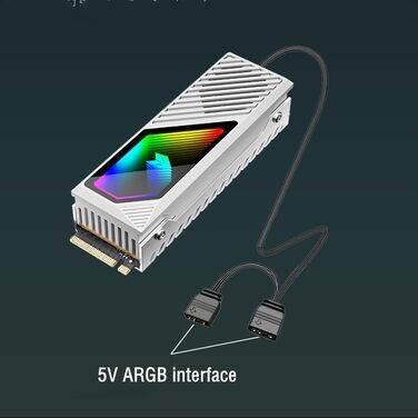 Радіатор охолодження M.2 NVMe SSD Baotkere з RGB підсвічуванням та вентилятором, чорний