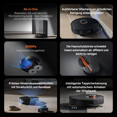 Робот-пилосос Xiaomi X20 Max з функцією вологого прибирання, потужність всмоктування 8000 Па, висувний рукав для протирання