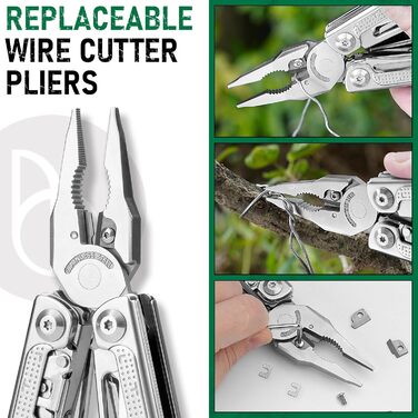 BiBURY Stainless Steel Multitool - Folding Pliers with Screwdriver & Shears - Camping, Hiking & Outdoor Gift for Men
