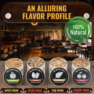 Набір для копчення коктейлів з факелом та 4 смаками дерев'яної стружки, Bourbon - Набір для копчення віскі, коктейлів Old Fashioned, подарунок для чоловіка, друга, чоловіка та тата (без бутану)