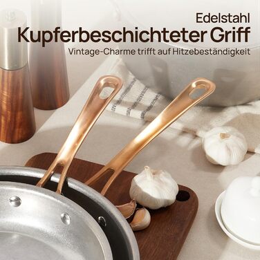 Набір каструль KOKHUB 8 предметів з нержавіючої сталі для індукційних плит, вінтажний стиль, без PFOA/PFAS/PTFE, підходить для всіх типів плит та духовки, можна мити в посудомийній машині