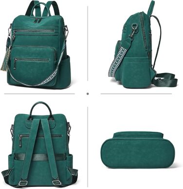 Шкіряний рюкзак-сумка для жінок Shrrie: модна, перемикається, для подорожей, vintage темно-зелений
