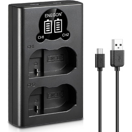 Запасний акумулятор EN-EL15 (2 шт.) та зарядний пристрій Dual LED USB для камер Nikon Z6, Z7, Z8, D7500, D7000, D7100, D7200, D500, D600, D610, D750, D780, D800, D810, D800E, D810A, D850