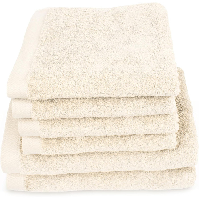 Herzbach Home Towel Set 100% Cotton - soft & absorbent - Cream