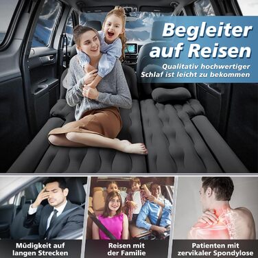 Надувна автомобільна матрац FORMIZON SUV 180x140 см з насосом та 2 подушками для подорожей та кемпінгу, чорний