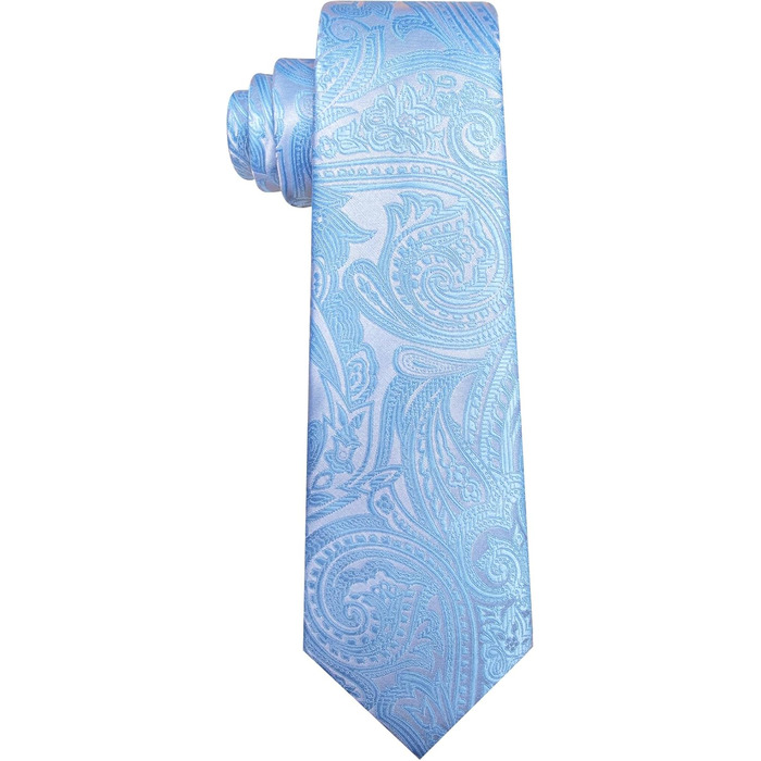 Комплект краваток для чоловіків Barry.Wang: краватка, краваткова кліпса, нагрудна хустинка, запонки, для вечірок, весілля та ділових зустрічей (дитячий блакитний)