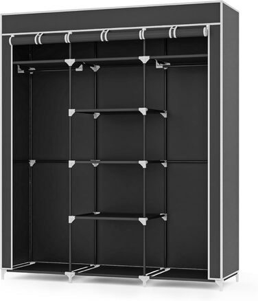 Wardrobe, Fabric Wardrobe for Bedroom, Fabric Closet, Large Storage Space, Sturdy Wardrobe, for Bedroom, Dressing Room, 150x45x175cm, (Black)