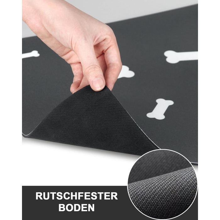 Нековзна килимок під миску для собак та котів, 40x60 см, чорний, швидковисихаючий, легко миється