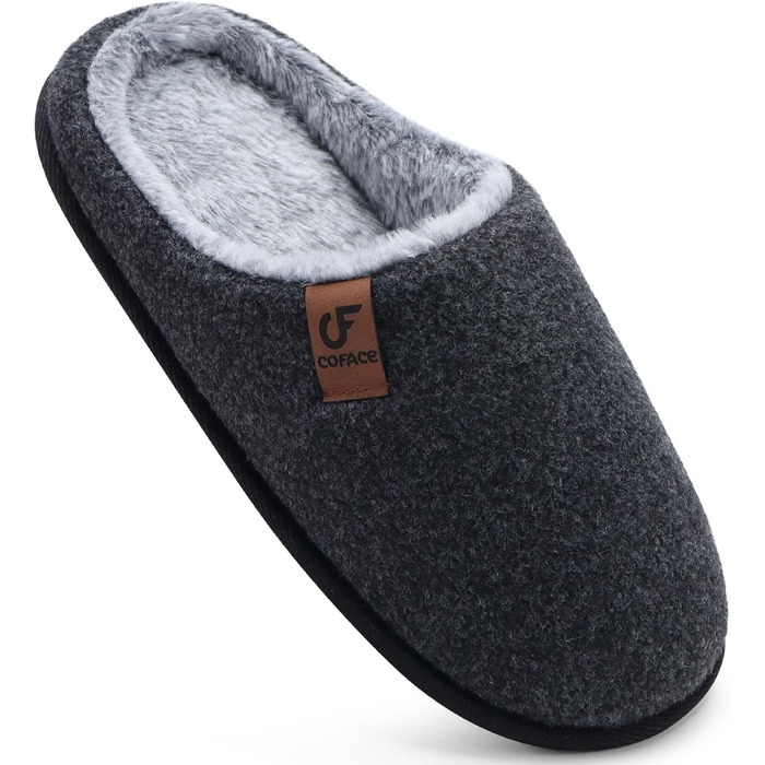Тапочки жіночі COFACE з фетру, теплі, зручні, з м'якою підкладкою, чорні, розмір 38 EU