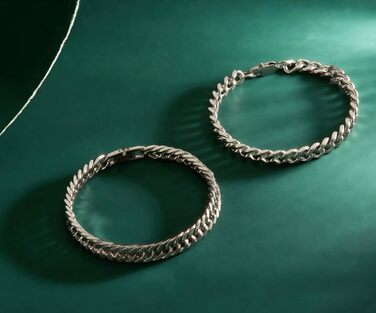 Чоловічі браслети XIANNVXI: набір з двох браслетів з нержавіючої сталі (срібло, золото, чорний). Браслети-панцер для чоловіків, 8 мм, довжина 19/21/23 см. Чудовий подарунок для чоловіків.