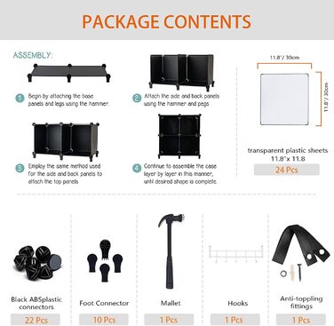 Wardrobe, Portable Shelving System, Plastic Closet with 2 Clothes Rods, Bedroom Wardrobe Closet White for Bedroom