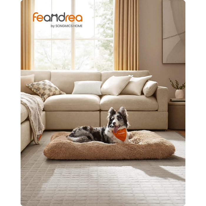 Ліжко для собак Feandrea, м'який килимок для собак, плюшевий килимок, 65 x 45 см, м'яка підкладка, можна прати в пральній машині, багатофункціональне, Ombré Grey PGW200G01 Ombré Grey (122 x 74 x 10 см, верблюжий колір)