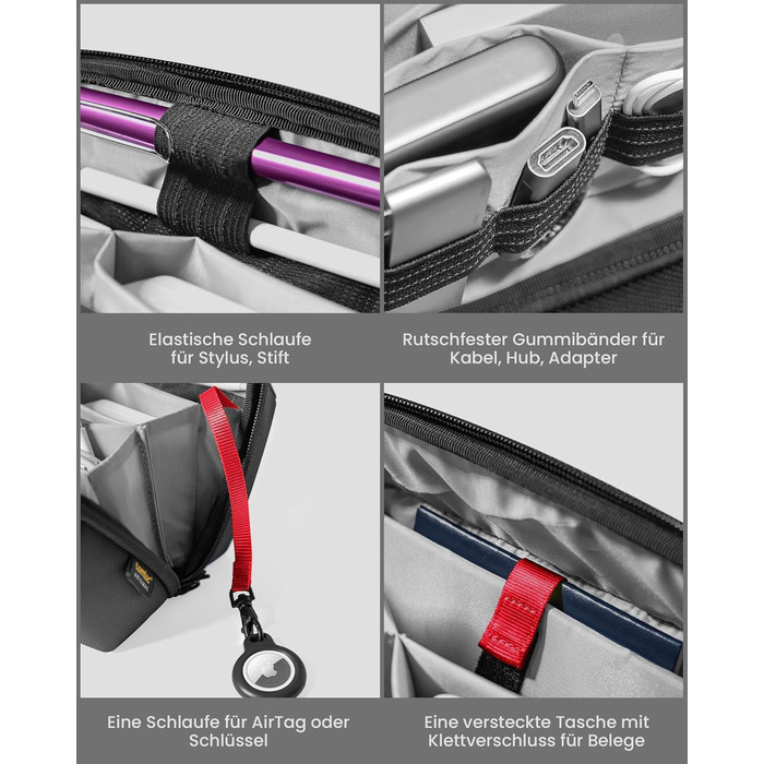 tomtoc Cable Bag Accessory Pouch, Electronics Accessories Cable Organizer Bag Tech Pouch, Travel Cable Bag for Charging Cables, External Hard Drive, MacBook Adapter, Charger, Power Bank, SD Cards, Black