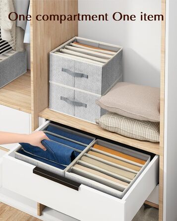 4 Piece Drawer Organizer, Jeans Closet Organizer, Foldable Storage Box with Compartments for Storing Clothes, Jeans, Shirts, Blankets, Underwear