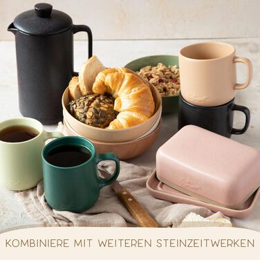 Stone Age Design Coffee Cups (6x350ml) - 100% Handmade Coffee Mugs - Set of 6 Unique Pastel Colors - Large 350ml Mug Suitable for Any Beverage