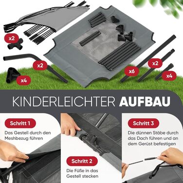 Підвищене лежак для собак з дахом, XL, 122x91x23/114 см, сірий, 520084 (L 76 x B 76 x H 18 см)