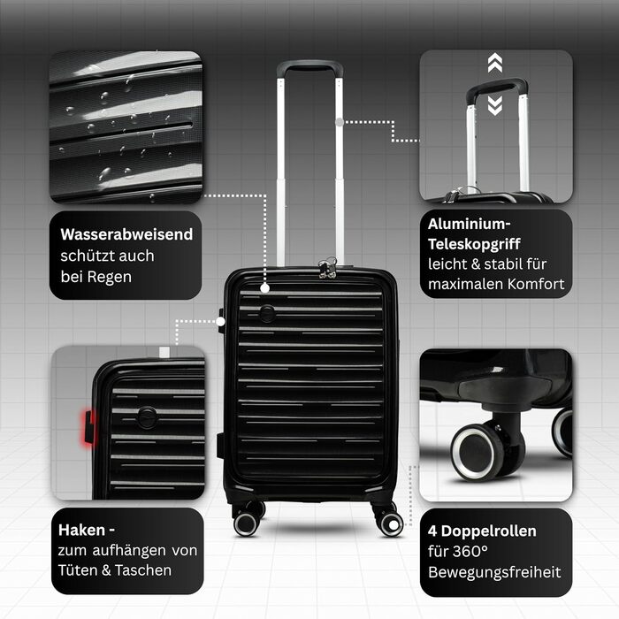 Чорний великий валіза-тролі з TSA замком, 100 літрів, з жорсткою оболонкою, SET