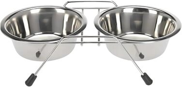 Набір мисок для тварин з нержавіючої сталі PARENCE - 2 шт. - Антиковзкий стійкий підставник - для котів та маленьких собак - діаметр 11 см