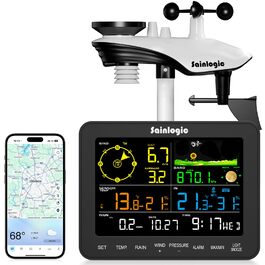 Метеостанція Sainlogic SA6 Plus Smart з Wi-Fi: Прогнозування погоди, датчик дощу, 2.4GHz, чорний