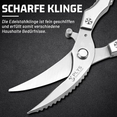 Ніж для курки з нержавіючої сталі Plys: професійний кухонний ніж для птиці, ріже кістки, сріблястий