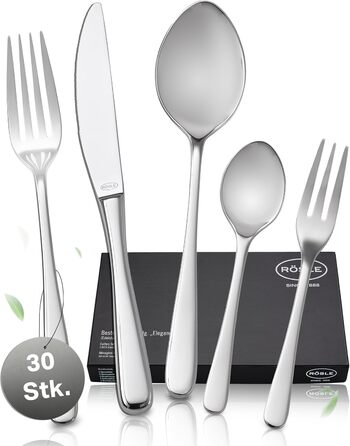RÖSLE PASSION Cutlery Set for 6 People – 30-Piece High-Gloss Polished Stainless Steel 18/10 Cutlery Set – Premium Cutlery Set, Dishwasher Safe, in Elegant Gift Box 30-Piece Dinner Cutlery
