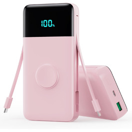 Power Bank Trswyop 26800mAh з зарядкою для Apple Watch, 25W PD+QC4.0, 5 виходів, USB-C, рожевий