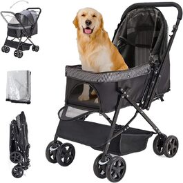 Складаний буги для собак, переноска для тварин до 20 кг, чорний. Підходить для собак та котів