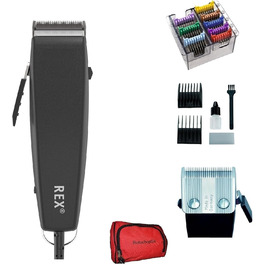 Професійна машинка для грумінгу собак REX (до 25 кг) з 8 металевими насадками та сумкою. Rotschopf24 Edition