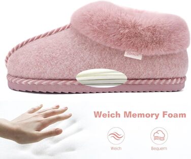 Домашні тапочки COFACE для жінок, зручні, з піною Memory Foam, з фетру, зимові, розмір 36-43 (рожеві, 41 EU)