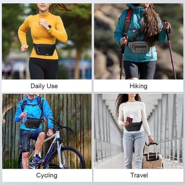 Поясна сумка на пояс для чоловіків та жінок, сумка на пояс з блискавкою, багатофункціональна сумка на стегно, 5 відділень, спортивна сумка на стегно для активного відпочинку, туризму, кемпінгу та велоспорту (#3 Чорний-a)