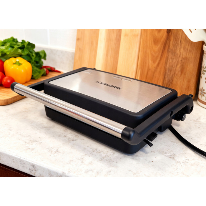 Контактний гриль Kalorik 1200 Вт, сріблястий, з розкриттям на 180°