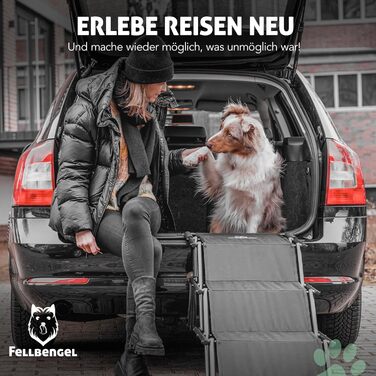 Dog stairs car [with unique safety level] Folding dog ramp car - Dog car entry aid - Dog stairs for large dogs - Folding dog ladder up to 60kg