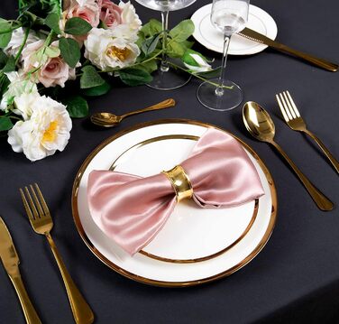 SiinvdaBZX 100-Piece Rose Gold Cloth Napkins 30.5x30.5 cm, Square Satin Napkins Silky Soft Dinner Napkins or Handkerchief for Banquet Wedding Christmas Thanksgiving Decoration
