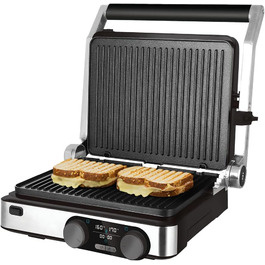 Електричний гриль Cecotec Rock'nGrill Dual 2000 Вт з незалежним терморегулятором, антипригарні знімні пластини, відкриття на 180°
