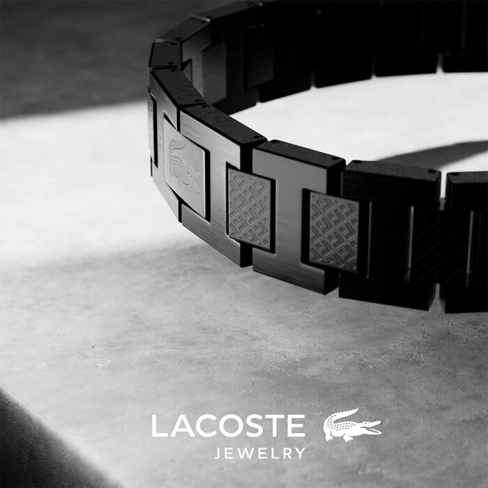 Браслет Lacoste METROPOLE з застібкою-кнебелем, чорний, чоловічий (petit piqué)